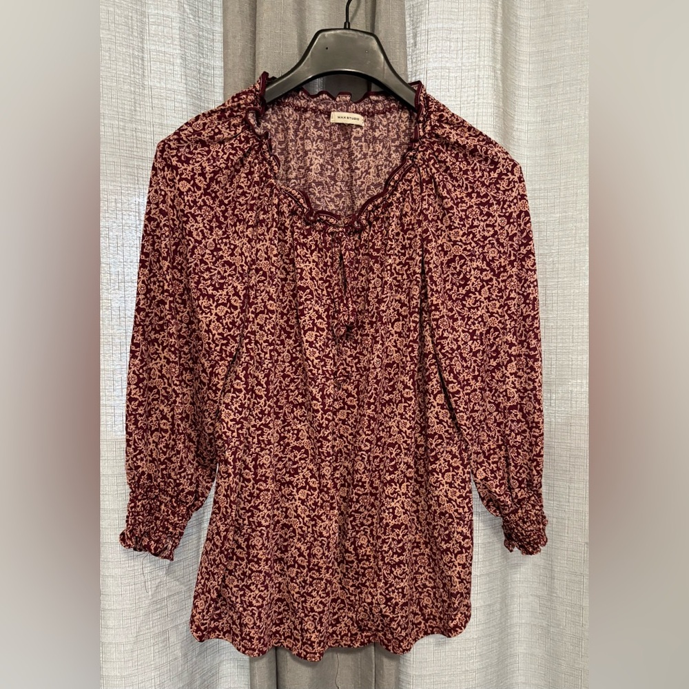 Max Studio Pink and Burgundy Floral Fabric (1)